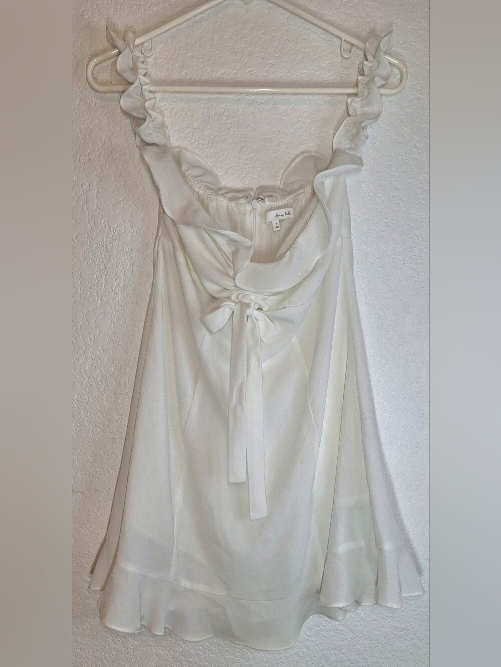 Honey Belle White Ruffle Off-The-Shoulder Mini Dress Cottagecore Size S